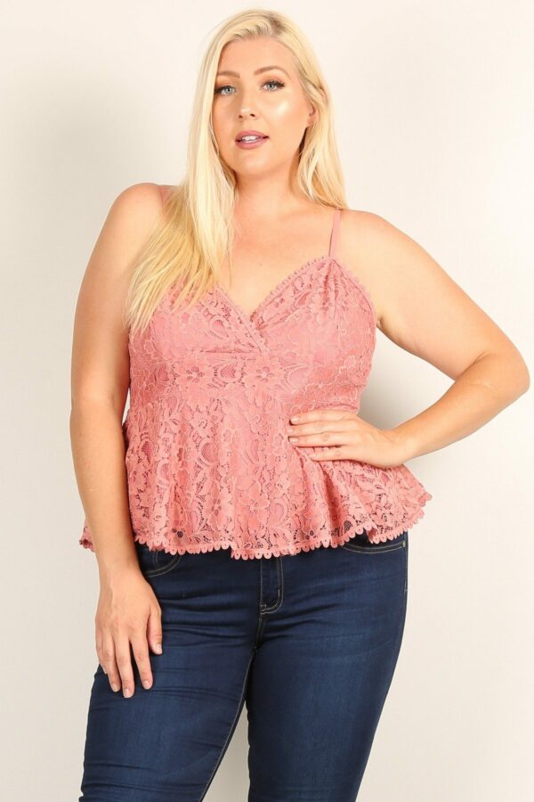 Plus Size Lace Sleeveless Top Tops