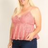 Plus Size Lace Sleeveless Top Tops