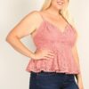 Plus Size Lace Sleeveless Top Tops