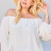 Off Shoulder Ruffle Bubble Sleeve Top Tops