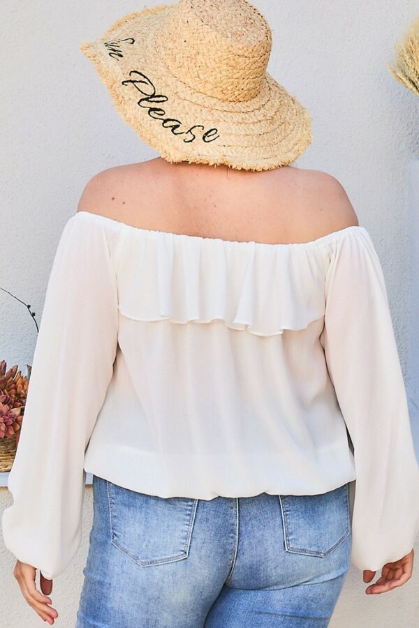 Off Shoulder Ruffle Bubble Sleeve Top Tops