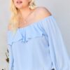 Off Shoulder Ruffle Bubble Sleeve Top Tops