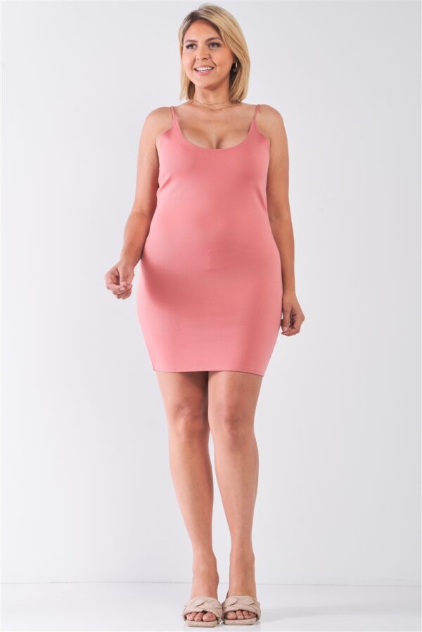 Plus Size Lite Mauve Sleeveless Scoop Neck Bodycon Cami Mini Dress Dresses