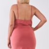 Plus Size Sleeveless Silky Cowl Neck Bodycon Cami Mini Dress Dresses