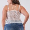 Plus Size Sleeveless Sheer Lace Halter Neck Detail Bustier Top Tops