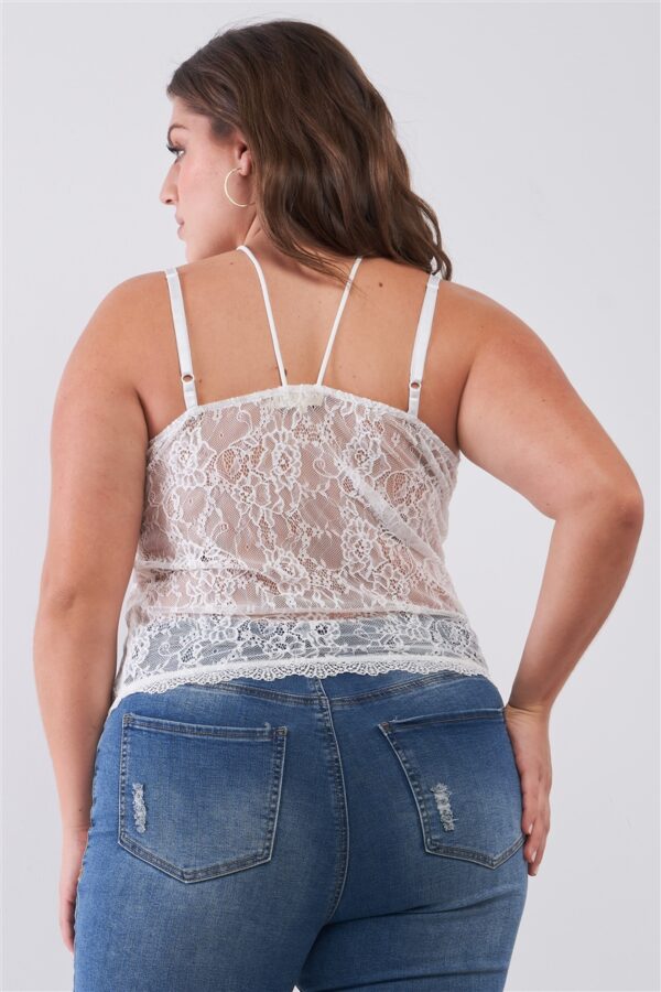 Plus Size Sleeveless Sheer Lace Halter Neck Detail Bustier Top Tops