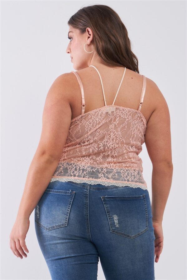 Plus Size Sleeveless Sheer Lace Halter Neck Detail Bustier Top Tops