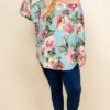 Plus Size Floral Printed Venezia One Shoulder Fashion Top Tops