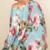 Plus Size Floral Printed Venezia One Shoulder Fashion Top Tops