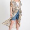 Short Sleeves Long-line Printed Mesh Open Cardigan outerwear