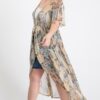 Short Sleeves Long-line Printed Mesh Open Cardigan outerwear