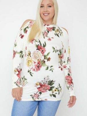 Flattering Cutout Details Floral Print Top Tops