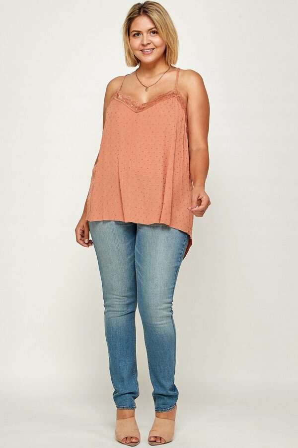 Plus Size, Clip Dot Solid Cami Tunic Tops