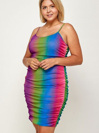 Plus Size Rainbow Ombre Print Cami Dress Dresses