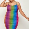 Plus Size Rainbow Ombre Print Cami Dress Dresses