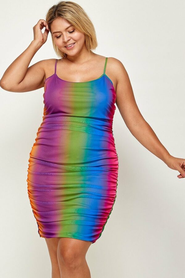 Plus Size Rainbow Ombre Print Cami Dress Dresses