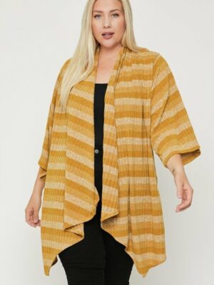 Kimono Style Striped Cardigan outerwear