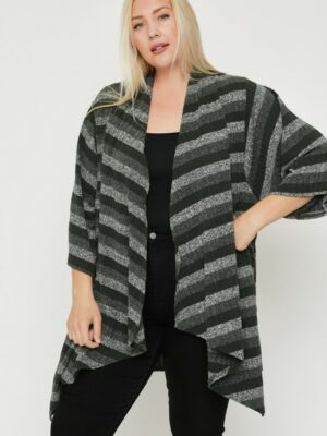 Kimono Style Striped Cardigan outerwear