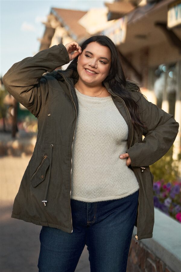 Plus Size Vegan Fur Double-sided Cotton Twill Parka & Puffer Jacket outerwear