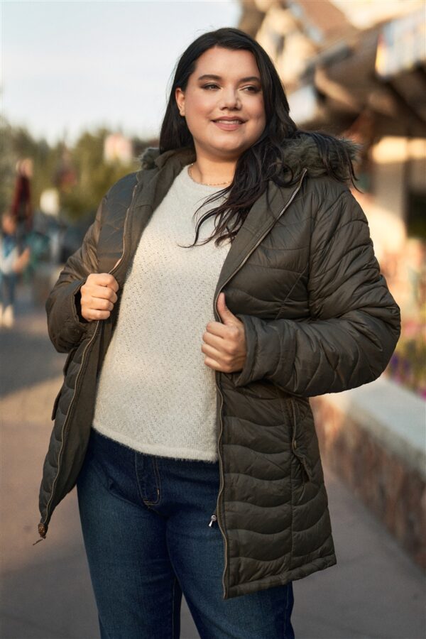 Plus Size Vegan Fur Double-sided Cotton Twill Parka & Puffer Jacket outerwear