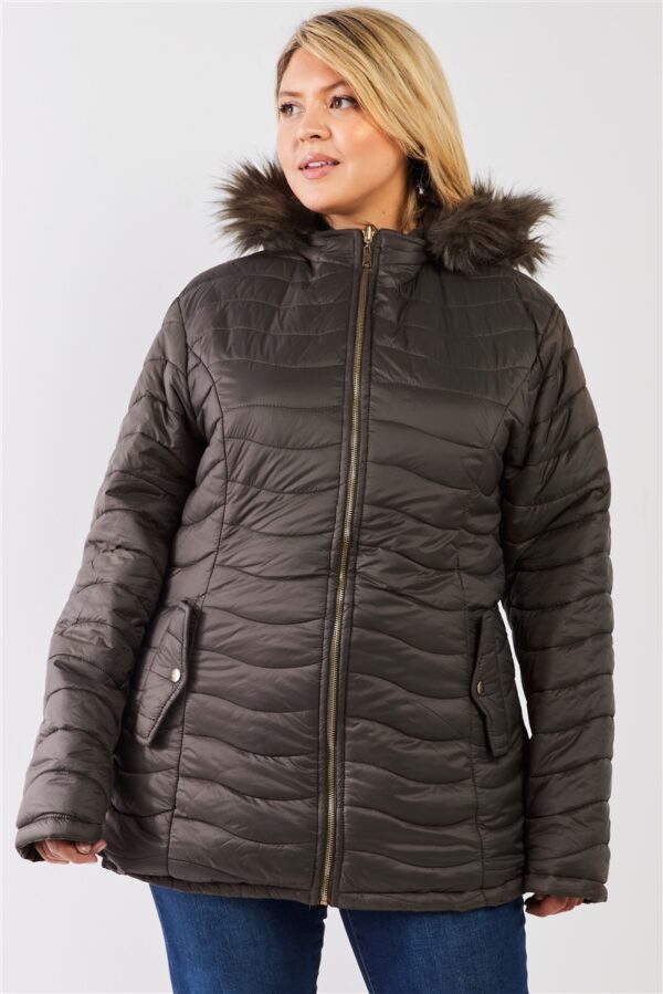 Plus Size Vegan Fur Double-sided Cotton Twill Parka & Puffer Jacket outerwear