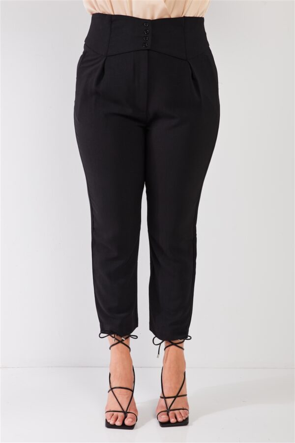 Plus Black High-waisted Classic Pegged Pants Bottoms