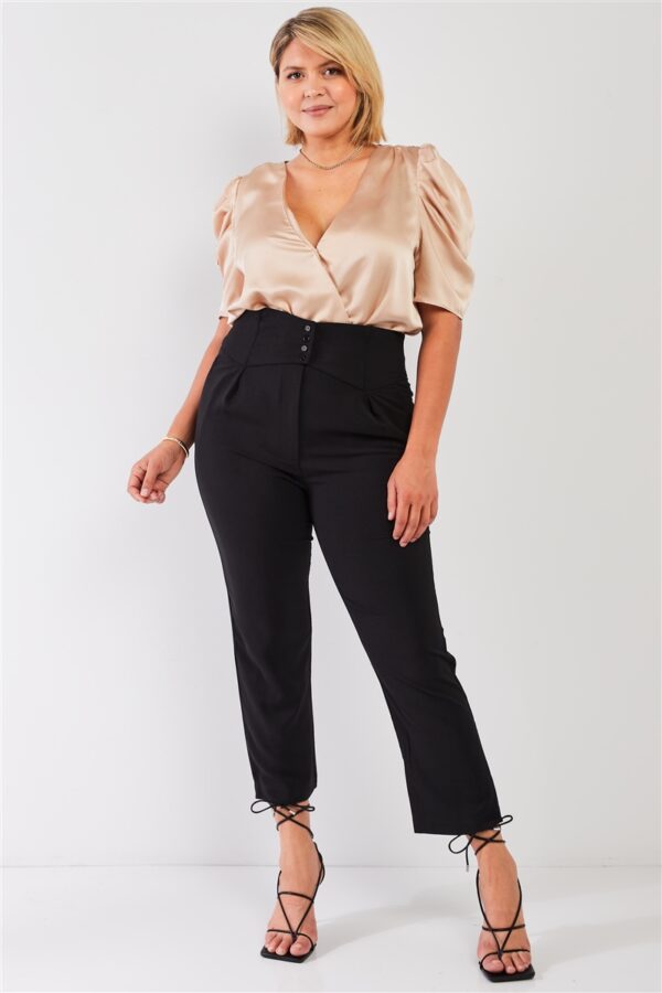 Plus Black High-waisted Classic Pegged Pants Bottoms