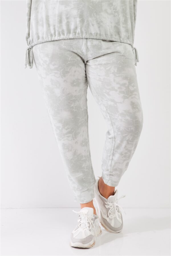 Plus Tie-dye Bleached Effect High Waist Comfy Jogger Pants Bottoms