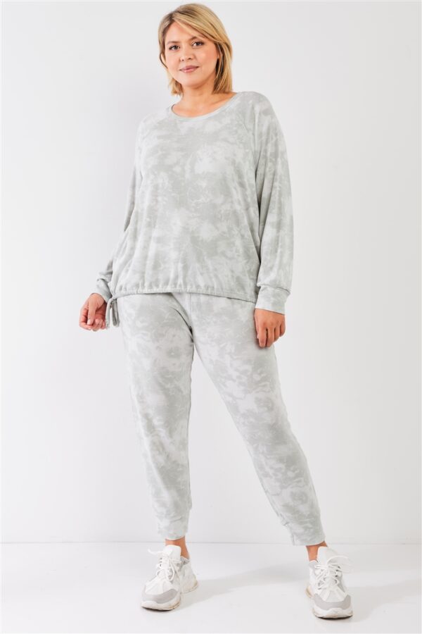 Plus Tie-dye Bleached Effect High Waist Comfy Jogger Pants Bottoms