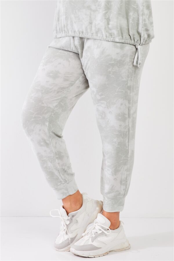 Plus Tie-dye Bleached Effect High Waist Comfy Jogger Pants Bottoms