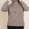 Plus Size High Quality Buttery Soft Solid Knit Turtleneck Two Tone High Low … outerwear