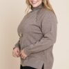 Plus Size High Quality Buttery Soft Solid Knit Turtleneck Two Tone High Low … outerwear