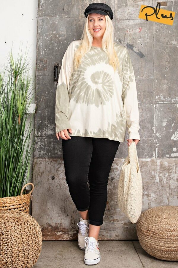 Plus Size Ls Special Washed Poly Rayon Knit Top Tops