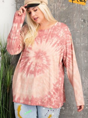 Plus Size Ls Special Washed Poly Rayon Knit Top Tops