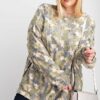 Plus Size Long Sleeve Distressed Printed Rayon Pullover Top Tops