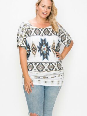 Geometric-tribal Sublimation Print Top Tops