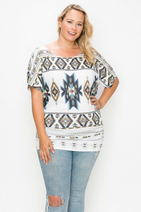 Geometric-tribal Sublimation Print Top Tops