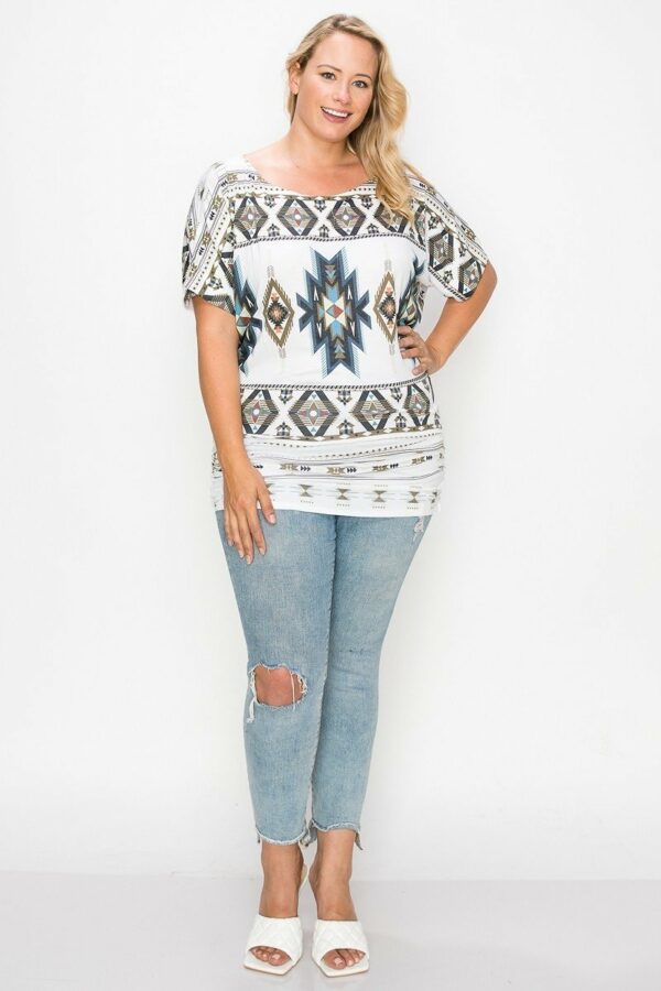 Geometric-tribal Sublimation Print Top Tops