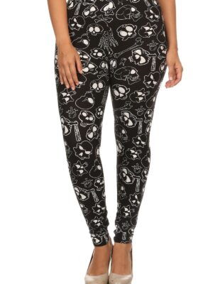 Plus Size Print, Full Length Leggings In A Fitted Style With A Banded High W… Bottoms