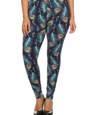 Plus Size Print, Full Length Leggings In A Slim Fitting Style With A Banded … Bottoms