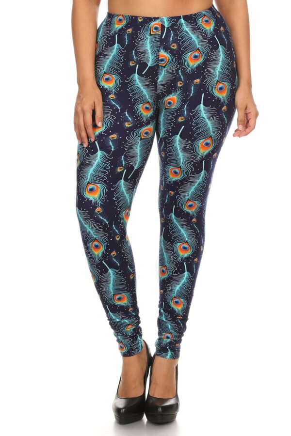 Plus Size Print, Full Length Leggings In A Slim Fitting Style With A Banded … Bottoms