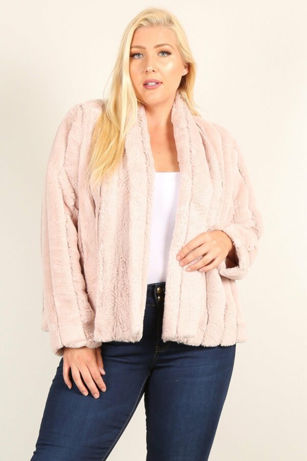 Plus Size Faux Fur Jackets With Open Front And Loose Fit outerwear