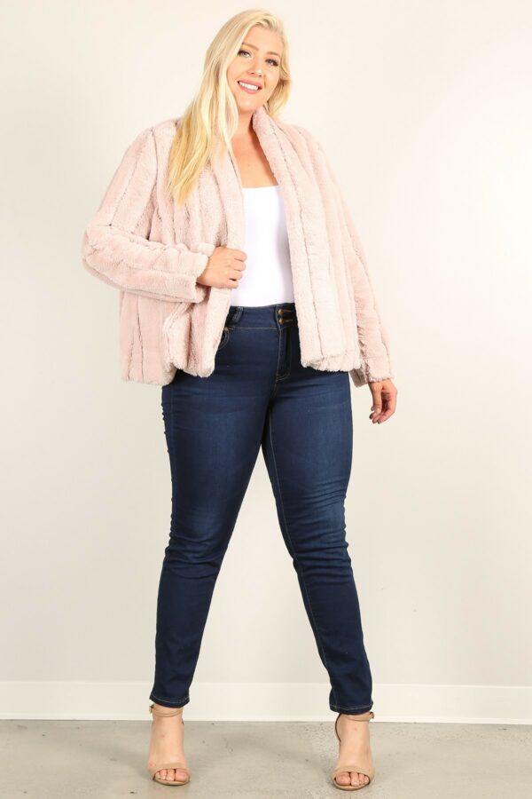 Plus Size Faux Fur Jackets With Open Front And Loose Fit outerwear