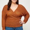 Plus Size Textured Waffle Sweater Knit Top Tops