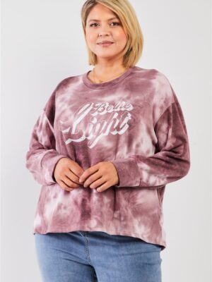 Mauve & Purple Tie-dye Bleach Effect Graphic Print Detail Long Sleeve Sweats… outerwear