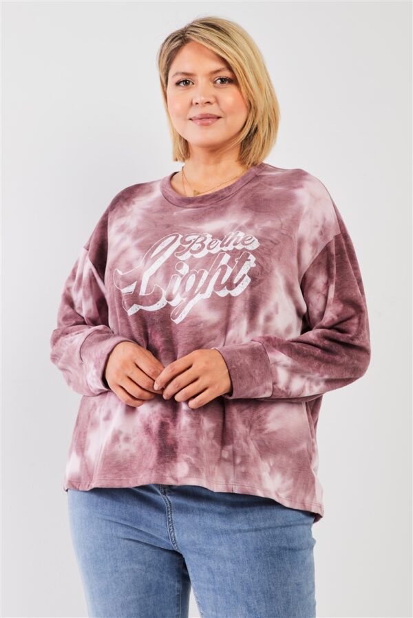 Mauve & Purple Tie-dye Bleach Effect Graphic Print Detail Long Sleeve Sweats… outerwear