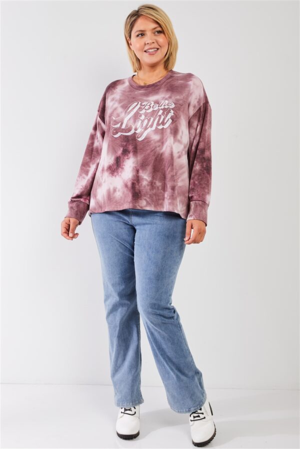 Mauve & Purple Tie-dye Bleach Effect Graphic Print Detail Long Sleeve Sweats… outerwear