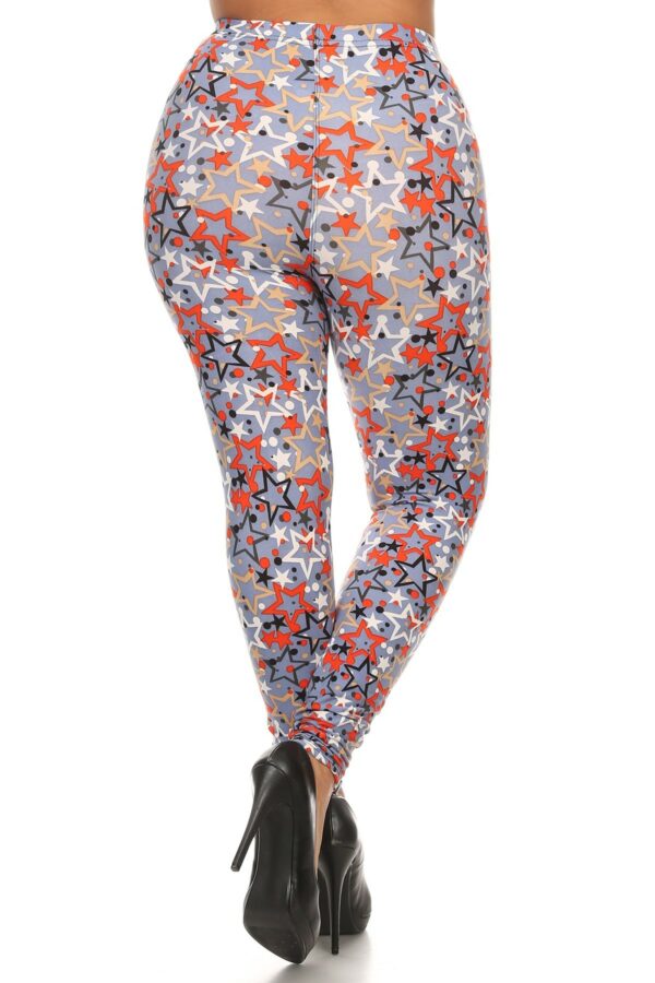 Plus Size Star Print, Full Length Leggings In A Slim Fitting Style With A Ba… Bottoms