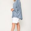 Washed Satin Button Down Loose Fit Top With Hi-lo Hem Tops