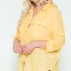 Plus Size Chest Pocket Oversized Satin Shirt Tops